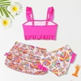 thumbnail image 7 of Gubotare Baby Bathing Suit Girls Swimsuit V Neck Bikini Set Color Block with Cover Up 3Pcs Bathing Suits 3T 4T (Hot Pink,3-4 Years), 7 of 7
