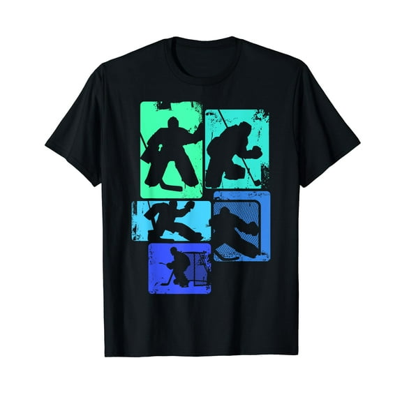 Ice Hockey Goalie Hockey Player Kids Boys Youth Men T-Shirt Black