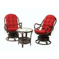 thumbnail image 5 of SK New Interiors Set of 2 Swivel Rocking Java Lounge Chairs Natural Rattan Wicker Handmade w/Burgundy Cushion and Round Coffee Table, Dark Brown, 5 of 9