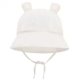 thumbnail image 6 of Lispipm Baby Boys and Girls Bucktet Hat with Cute Bear Ears Comfortable Cotton Sun Hat Infants Summer Windproof Caps White 3-12 Months, 6 of 6