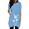 thumbnail image 2 of Zmoon Women's Casual Round Neck Solid Color Pocket Print Long T-Shirt Top, 2 of 4