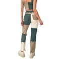thumbnail image 4 of Women Color Block Jeans Middle Waist Pockets Patchwork Straight Trousers, 4 of 5