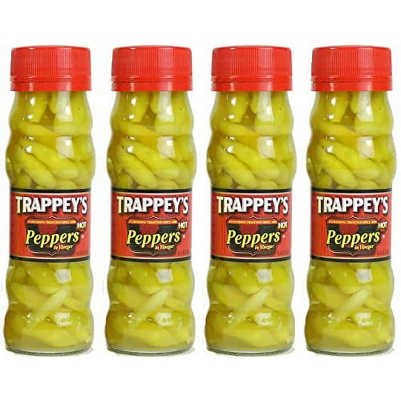 Trappey's Peppers in Vinegar, Hot, 4.5 oz, Pack of 4