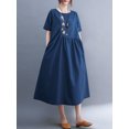 thumbnail image 3 of Robe Ample pour Femmes avec Poches Manches Courtes Robe Décontractée de Vacances, 3 of 8