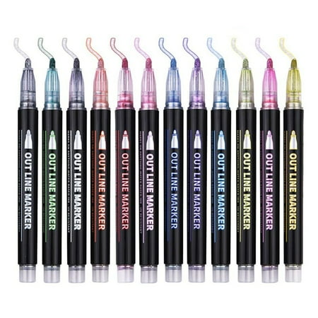 

Double Line Outline 12 Colors Outline Metallic Markers Glitter Outline Writing Drawing DIY Art Crafts