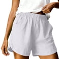 thumbnail image 3 of Women's Plus Size Casual Shorts with Pockets Elastic Waist Cotton Summer Beach Vacation, 3 of 9