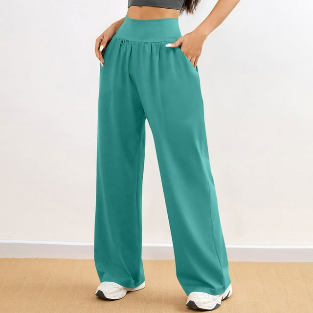 Simua Womens Pants High Waist Straight Leg Lounge Trousers