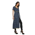thumbnail image 3 of Moomaya Printed Front Slit Dresses For Women Short Sleeve Kurti Summer Wear, 3 of 6