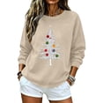 thumbnail image 5 of Wooowa Christmas Tree with Ornaments Print Long Sleeve Sweatshirt Top Round Neck Casual Soft Breathable for Holiday Home Party Daily Wear, 5 of 7