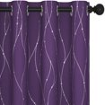 thumbnail image 6 of Deconovo Silver Printed Blackout Curtains - 2 Panels, Wave Dots Pattern, Grommet Top, 52"x45", Thermal Insulated Drapes for Bedroom & Living Room, Purple Grape, 6 of 8