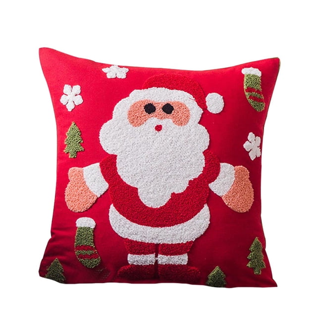 Funda de almohada navideña de algodón, lino, Snowflacke, muñeco de nieve, funda de almohada para decoración de festivales de Navidad, Santa tholdsy HA000472-03B