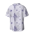 thumbnail image 2 of Disketp Men's Hawaiian Stripes and Sprigs of Lavender Print Shirts Button Down Holiday Beach Shirts-Small, 2 of 7