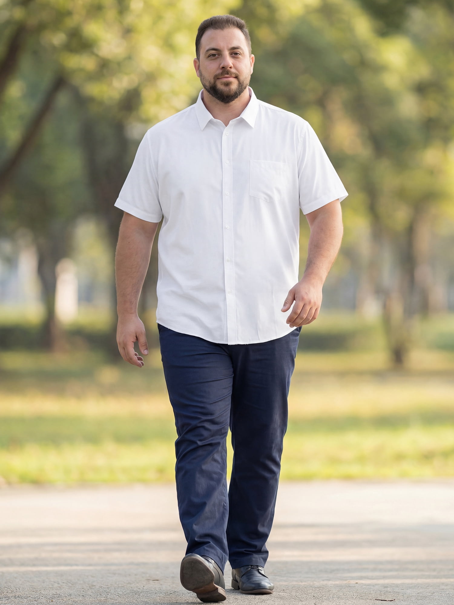 DARING DIVA Men's Big and Tall Business Dress Shirt with Chest Pocket 4XL White