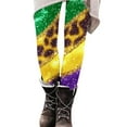 thumbnail image 3 of Hvot&aat Women Mardi Gras Leggings Stretch High Waisted Yoga Pants Sparkly Printed Carnival Party Pant, 3 of 5