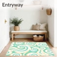 thumbnail image 3 of ODIKA 8'x10' Machine Washable Non-Slip Area Rug, Ocean Foam Swirl Design Complete Bathroom Kit with Hooks High Traffic Rug, Green, 707749, 3 of 7