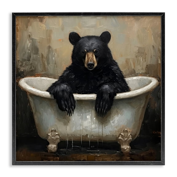 Stupell Industries Black Bear Bath Time Black Framed Giclee Art, design by Tina LeCour