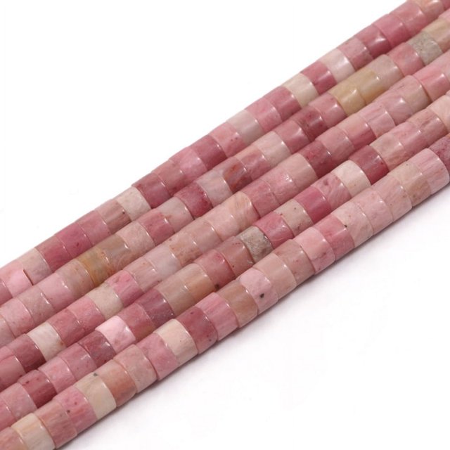 Granjero Gordo 1 pieza de almohadilla de cuentas de piedra natural texturizada rosa de 2 * 4 mm, material de accesorio de pulsera semiacabada DIY