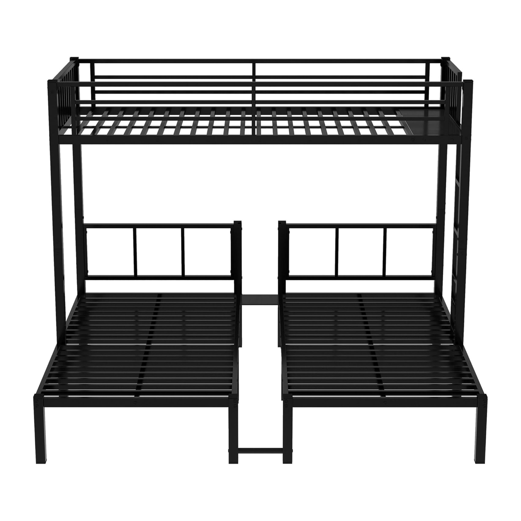 Noble House Triple Bunk Bed for Kids, Metal Twin over Twin over Twin, Convertible Twin Beds, Noise-Reduced, Black
