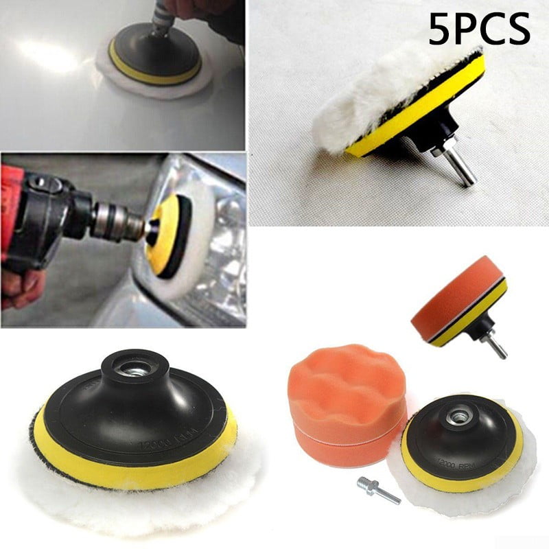 5pcs Metal Plastic Buffing Pad Polishing Mop Wheel Kit Drill Attachment Set Tool