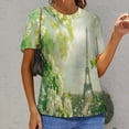 thumbnail image 6 of Blossoming Paris Eiffel Tower Women's Short Sleeve Tops Casual Blouses T Shirt, 6 of 6