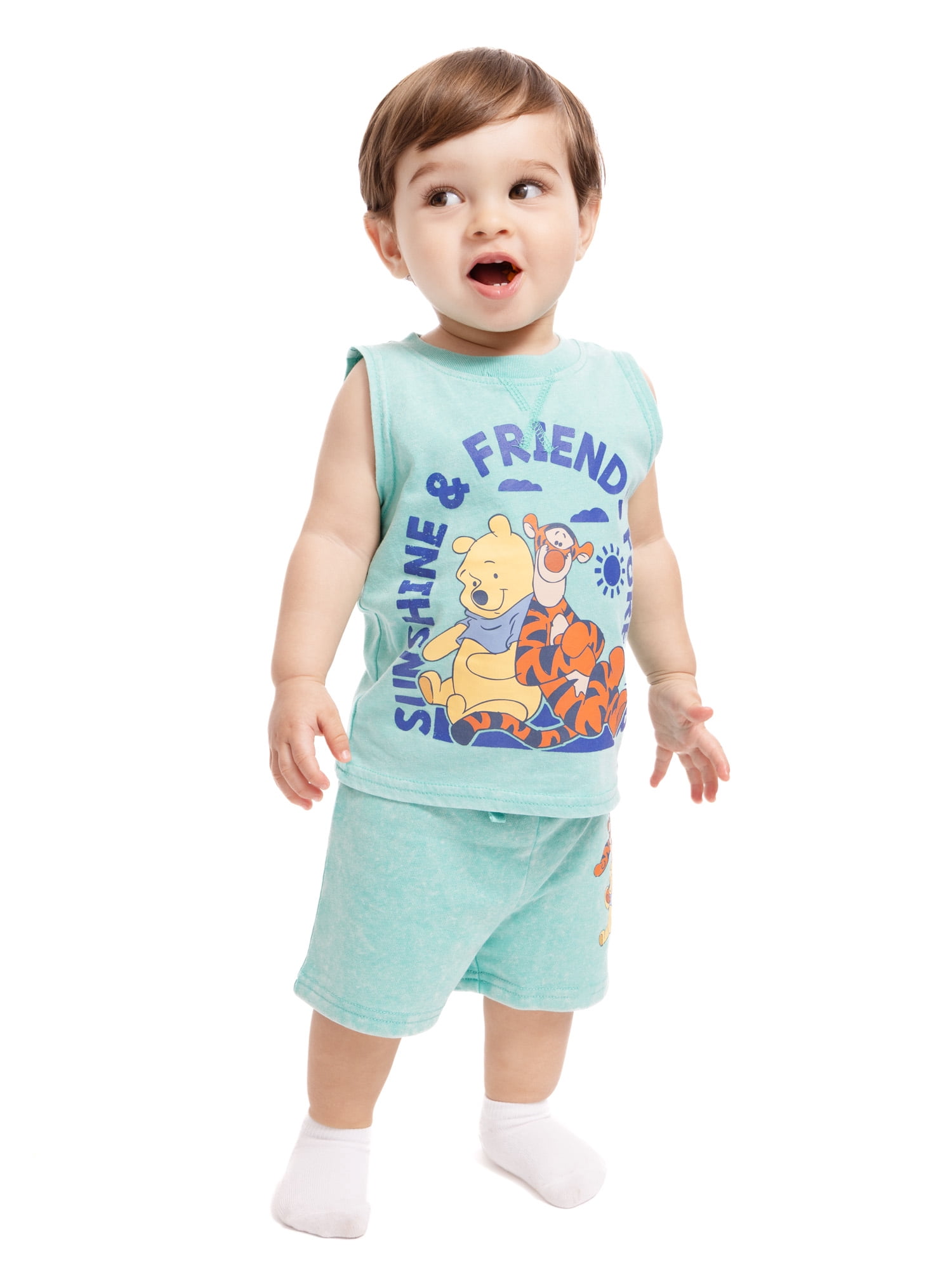 Winnie the Pooh Baby Boys Sleeveless Graphic Tank Top and Shorts Set, 2-Piece, Sizes 0/3M-24M
