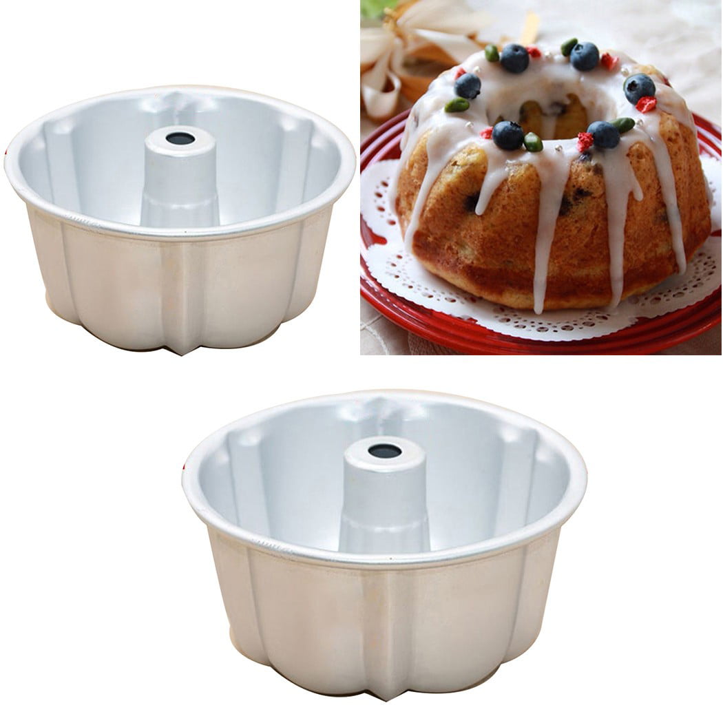 Fancy 1Pc Fluted Tube Bundt Cake Pan Carbon Steel Quick Release Coating,  Non-Stick Bakeware, Heavy Duty Performance,14*7.5cm Silver
