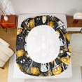 thumbnail image 4 of Manfei Spooky Pumpkin Lantern Fitted Sheet Queen,Bat Silhouette Print Halloween Bedding,3 Pieces,1 Fitted Sheet and 2 Pillowcases, 4 of 6