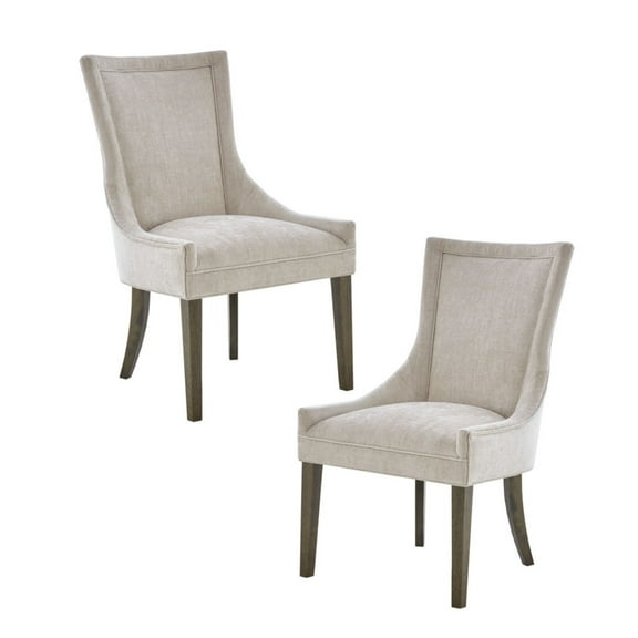 Ergode Dining Chair Set of 2 - Elegant Cream Chenille Upholstery, Charcoal Grey Legs - Enhance Your Dining Room Ambiance - 300 lbs Weight Capacity - Timeless and Traditional Design