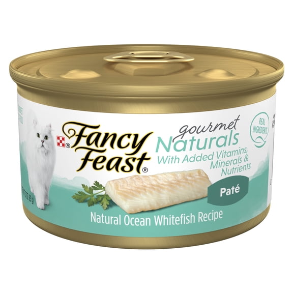 Purina Fancy Feast Gourmet Naturals Pate Kitten Food, Wet Cat Food, Whitefish, 3 oz Cans, 12 Pack