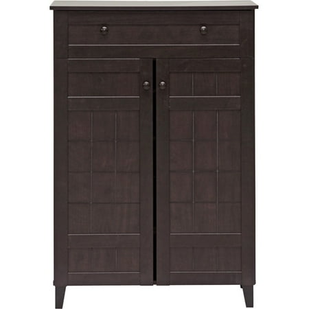 Glidden Dark Brown Wood Modern Shoe Cabinet Tall Walmart Com