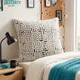 thumbnail image 2 of LR Home Groove Cotton Blend Poly Filled Pillow in White/Blue, 30" x 30", 2 of 4