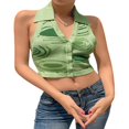 thumbnail image 4 of Haut Court à Rayures Sans Manches à Nouer Y2K Camisole Col en V pour Femmes, 4 of 6