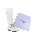 thumbnail image 5 of Women's Zipper Knee High Riding Boots Casual Flat Low Heel Winter Boots Shoes ( White, 6.5), 5 of 5