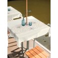 thumbnail image 3 of Square Outdoor Tablecloth with Umbrella Hole Vintage Flowers Outside Table Cloth Waterproof Patio Table Cover Spring Floral Beige Blue Retro Art Zipper Tablecloths for Picnic Party Camping 54x54 Inch, 3 of 8