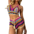 thumbnail image 3 of TRKIYQC Mujeres Sexy Beach Coverups Summer 2 piezas Outfit Crochet Crop Halter Tank Top Bralette Knit Bra Boho Cami y Shorts Set TRKIYQC perder, 3 of 9