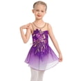 thumbnail image 6 of IBTOM CASTLE Girls Ice Figure Skating Dress Sparkly Sequins Sheer Mesh Chiffon Ballet Dance Leotard Dress Ballerina Dancewear 3-4 Years Purple, 6 of 8