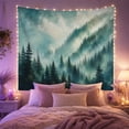 thumbnail image 2 of Misty Pine Forest in Layered Mountains with Soft Light, Serene Watercolor for Nature Lovers, Atmospheric Scenic Art Decor, Housewarming Gift Tapestry Wall Hanging for Bedroom and Living Room, 2 of 7