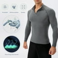 thumbnail image 2 of TFixol Camisa deportiva para hombre polar cálido elástico ceñido al cuerpo cuello alto largo, 2 of 8