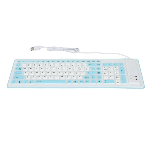 Sarapandan USB Wired Foldable Silicone Keyboard, 103 Keys, Mute Design for PC/Laptop, Blue Waterproof & Fadeless