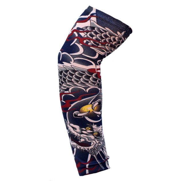 Visland 1 Pc Cycling Arm Sleeve Comfortable Anti-UV Tattoo Pattern Breathable Sunscreen Sun Protection High Elasticity Thin Arm Protection Riding Sleeve Cycling Supplies