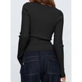 thumbnail image 5 of Women'S Long Sleeve Cardigan Open Front Knit Cropped Sweaters Fall V Neck Button Down Jacket Tops, 5 of 8