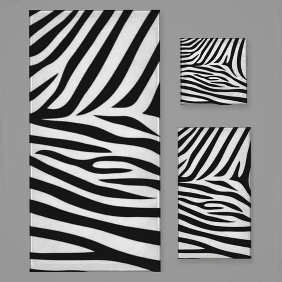 Zebra Print Black And White Bath Towel Sets For Bathroom Hand Towels Fingertip Towels 3 Piece Soft Absorbent For Bathroom Kitchen Hotel Beach