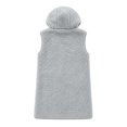 thumbnail image 4 of Valufy Women's Hooded Fleece Vest, Button Down Sleeveless Sherpa Gilet with Pockets, Mid-Length Loose Fit Warm Outerwear, 4 of 6