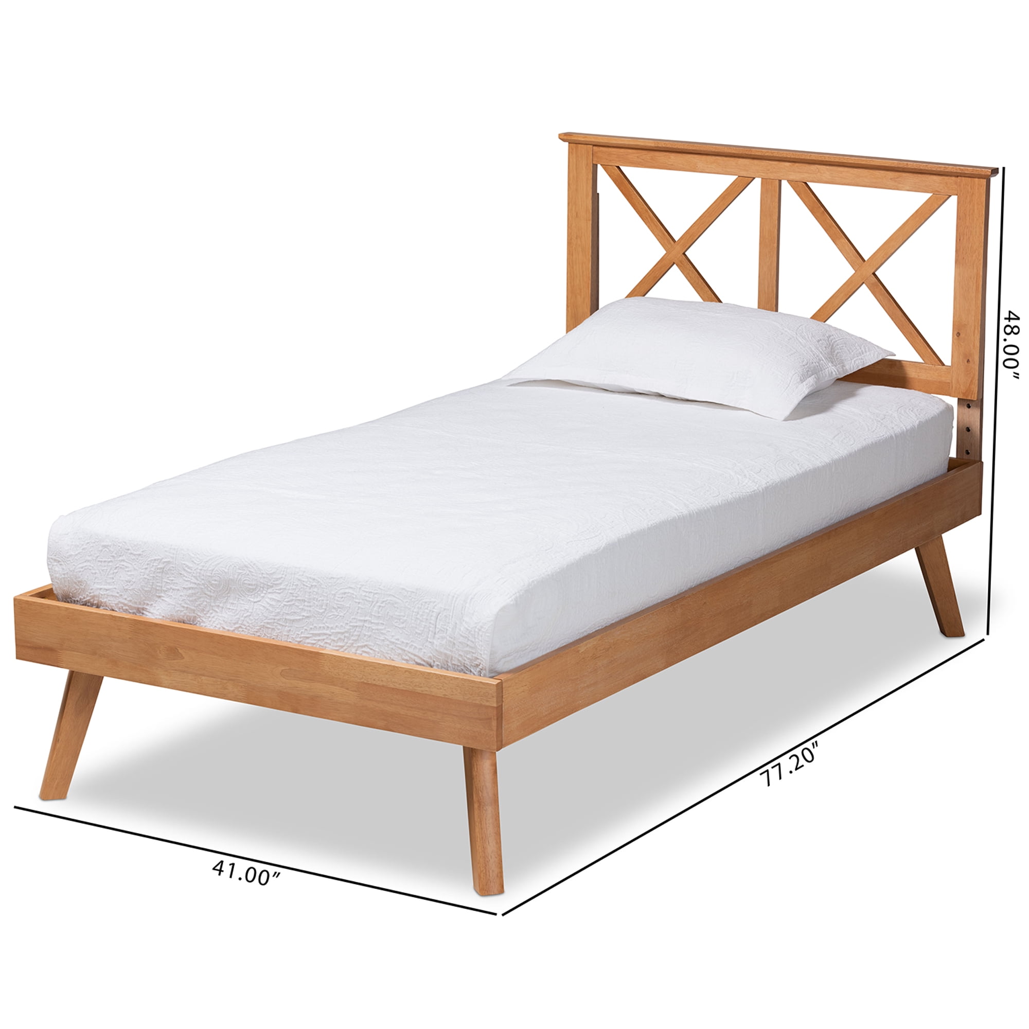 Baxton Studio Galvin Contemporary/Modern Rubberwood Adjustable Platform Bed, Twin, Brown
