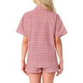 thumbnail image 3 of INSPIRE CHIC Women's Plaid Pajama Sets 2 Piece Pjs Short Sleeve Button Down Shirt and Shorts with Pockets S Red, 3 of 4
