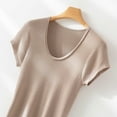 thumbnail image 2 of Shadowsong Women's Tencel U-Neck T-Shirts, Brown, Size M, 2 of 16