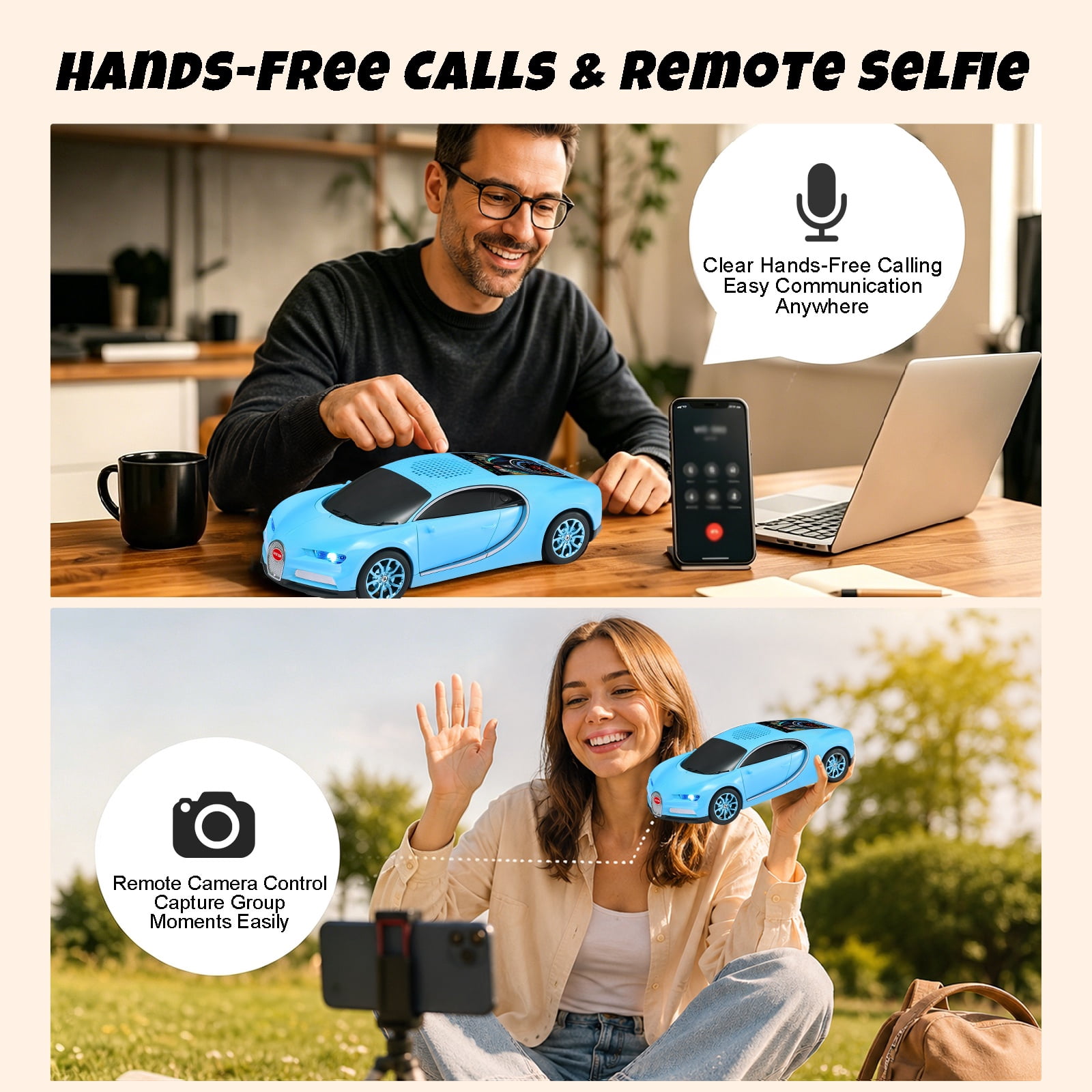 WSTER WS-660 portable Bluetooth speaker is a cool, car-shaped wireless speaker with LED lights, an FM radio, and TF card support.Suitable for desktop decorations/computer use/outdoor use/party use