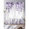 thumbnail image 3 of Purple Sheer Curtains 96 Inch Length 2 Panels Set - Light Filtering Window Treatments, Eucalyptus Leaves Rod Pocket Semi Curtains for Living Room/Bedroom/Kitchen Décor, 104"W x 96"L, 3 of 7