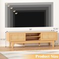 thumbnail image 2 of Wooden Rattan TV Stand for 55 65 70 inch TV, Long & Large TV Media Console Table with Storage Cabinets, Boho Farmhouse Entertainment Center for Living Room, Bedroom - Natural, 2 of 8