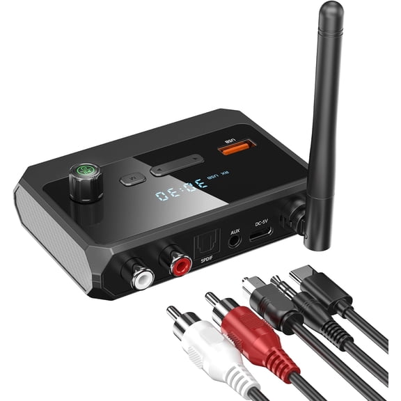 Bluetooth 5.4 Receiver for Home Stereo, Optical Low Latency & HD Music Audio Bluetooth to RCA Adapter for Stereo/Speakers/Wired Speakers/Home Audio Music Streaming Stereo System, Support AUX/USB